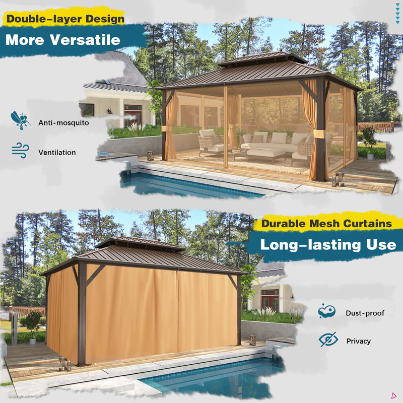 EROMMY 12 Ft. W x 16 Ft. D Metal Patio Gazebo & Reviews